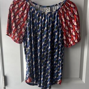 Colorful Geometric Women's Blouse Anthropologie Akemi Kin size S